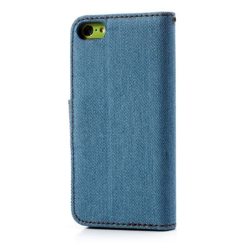 jeans iphone 5c wallet stand case blauw