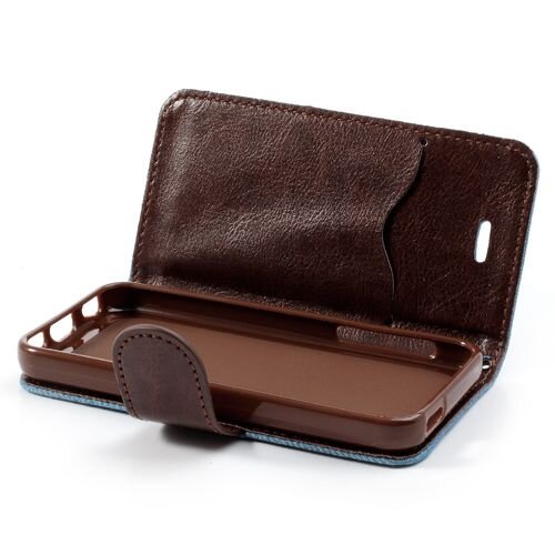 jeans iphone 5c wallet stand case blauw
