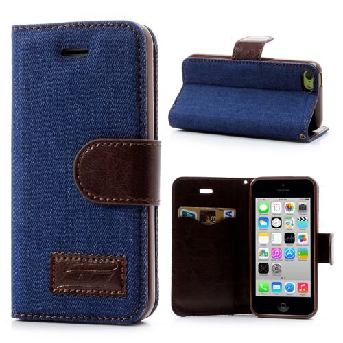 Jeans iPhone 5C Wallet/Stand Case blauw Jeans iPhone 5C Wallet/Stand Case blauw