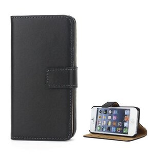 Split Leren Wallet iPhone 5(s)/SE - Zwart