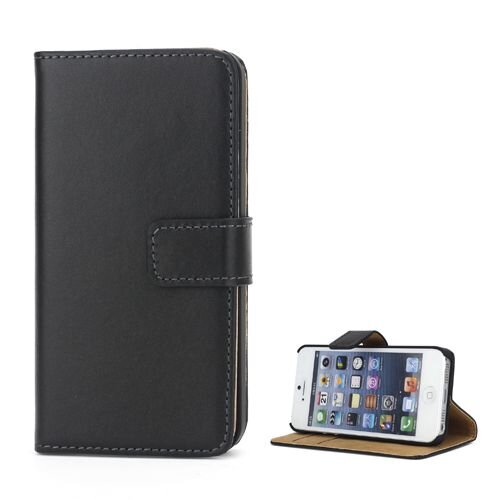 Split Leren Wallet iPhone 5(s)/SE - Zwart
