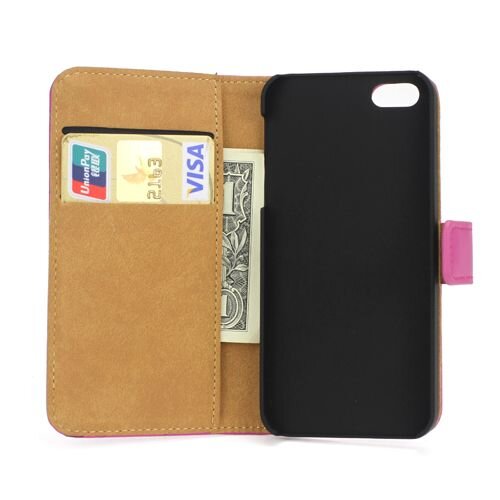 split leren wallet iphone 5 s se donker roze split leren wallet iphone 5 s se donker roze