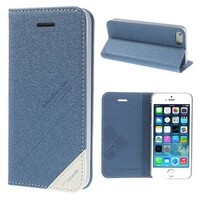 Lederen stand case iphone 5 blauw