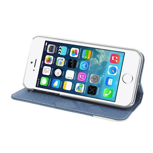 lederen stand case iphone 5 blauw 6828674
