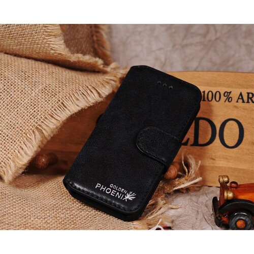 Golden Phoenix Golden Phoenix Split Leren Wallet iPhone 5(s)/SE - Zwart