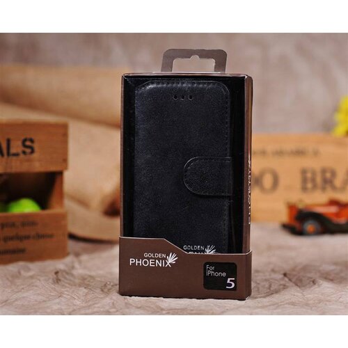 Golden Phoenix golden phoenix split leren wallet iphone 5 s se zwart