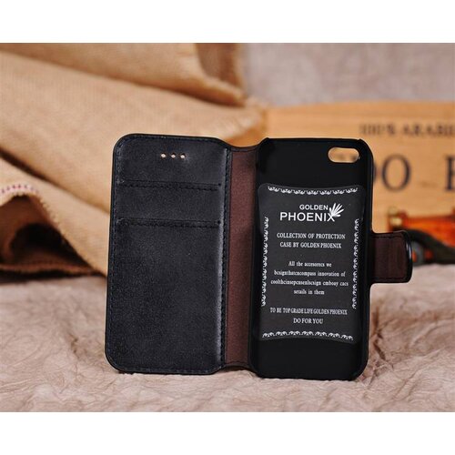 Golden Phoenix golden phoenix split leren wallet iphone 5 s se zwart