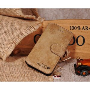Golden Phoenix Golden Phoenix Split Leren Wallet iPhone 5(s)/SE - Kaki