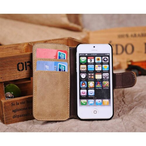 Golden Phoenix golden phoenix split leren wallet iphone 5 s se kaki