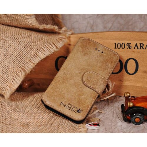Golden Phoenix golden phoenix split leren wallet iphone 5 s se kaki