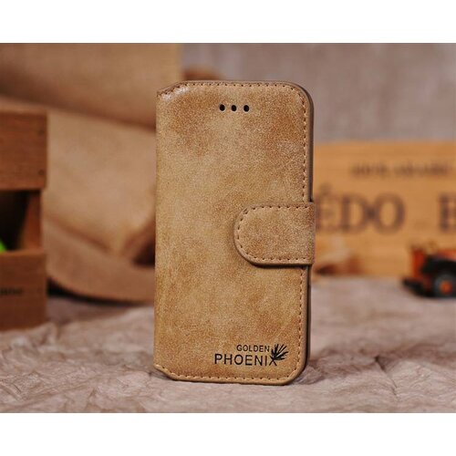 Golden Phoenix golden phoenix split leren wallet iphone 5 s se kaki