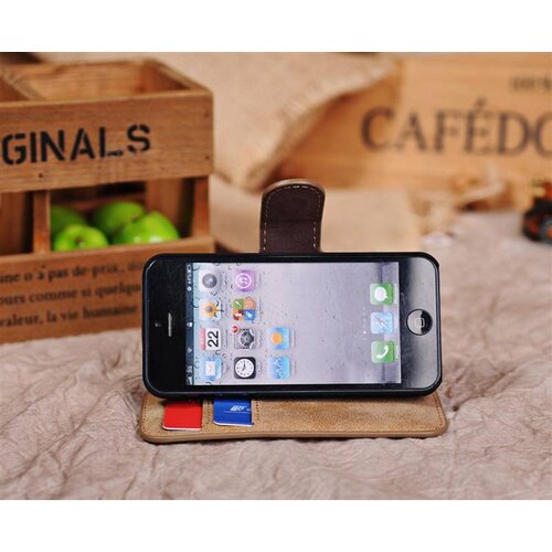 Golden Phoenix golden phoenix split leren wallet iphone 5 s se kaki