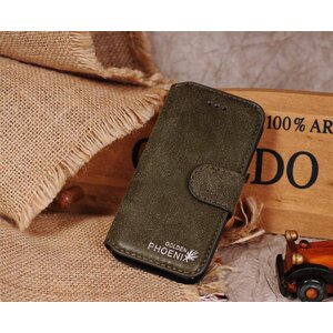 Golden Phoenix Golden Phoenix Split Leren Wallet iPhone 5(s)/SE - Groen