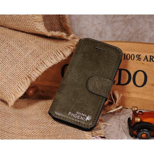 Golden Phoenix Golden Phoenix Split Leren Wallet iPhone 5(s)/SE - Groen