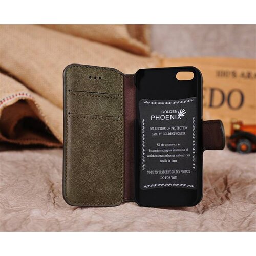 Golden Phoenix golden phoenix split leren wallet iphone 5 s se groen