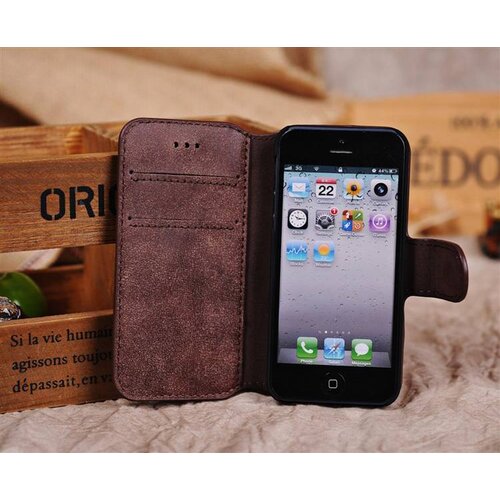 Golden Phoenix golden phoenix split leren wallet iphone 5 s se coffee