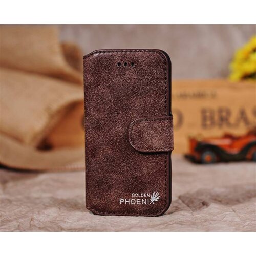 Golden Phoenix golden phoenix split leren wallet iphone 5 s se coffee