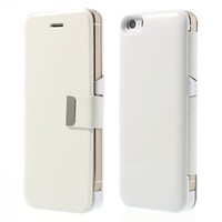 2400mAh magnetische Leren Battery Case voor de iPhone 5 5s wit