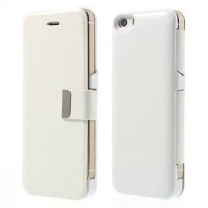 2400mAh magnetische Leren Battery Case voor de iPhone 5 5s wit