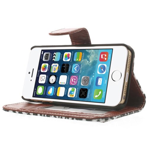 leopard leren wallet case stand voor iphone 5s 5