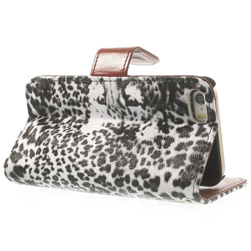 leopard leren wallet case stand voor iphone 5s 5