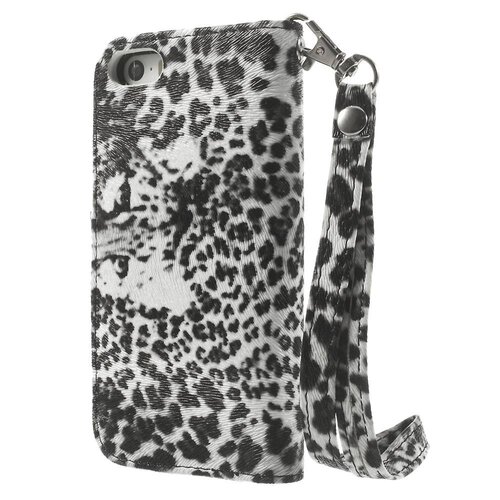 leopard leren wallet case stand voor iphone 5s 5