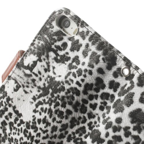 leopard leren wallet case stand voor iphone 5s 5