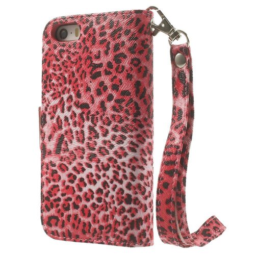 leopard leren wallet case stand voor iphone 5s 5 6931528