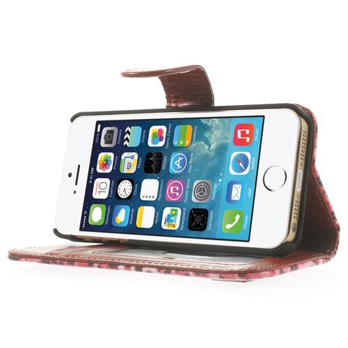 leopard leren wallet case stand voor iphone 5s 5 6931528