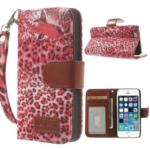 leopard leren wallet case stand voor iphone 5s 5 6931528