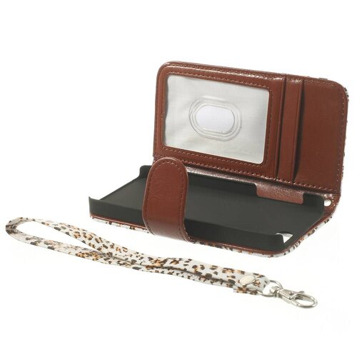 leopard leren wallet case stand voor iphone 5s 5 6931531