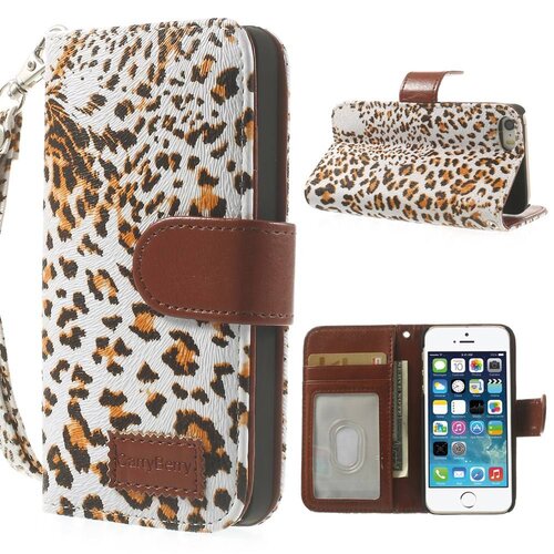 leopard leren wallet case stand voor iphone 5s 5 6931531