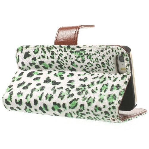 leopard leren wallet case stand voor iphone 5s 5 6931535