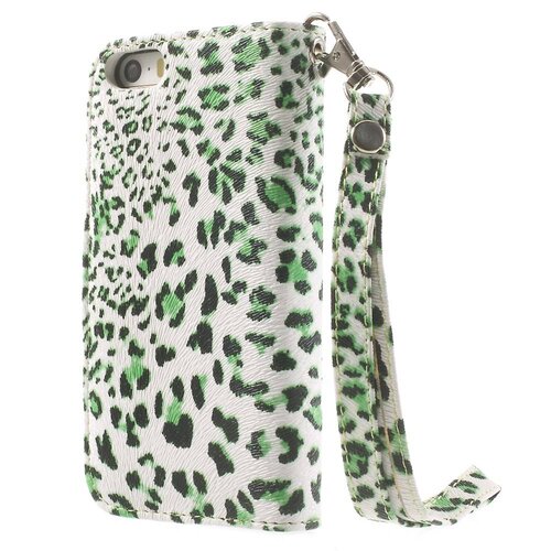 leopard leren wallet case stand voor iphone 5s 5 6931535