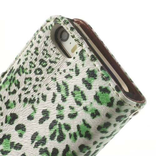 leopard leren wallet case stand voor iphone 5s 5 6931535