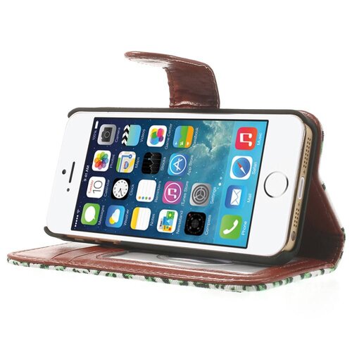 leopard leren wallet case stand voor iphone 5s 5 6931535