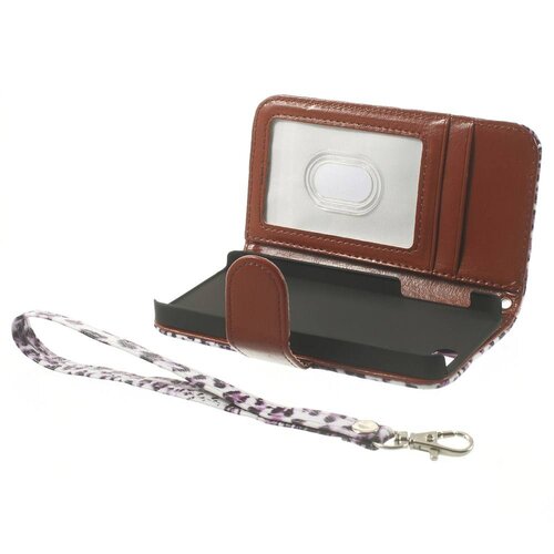 leopard leren wallet case stand voor iphone 5s 5 6931545