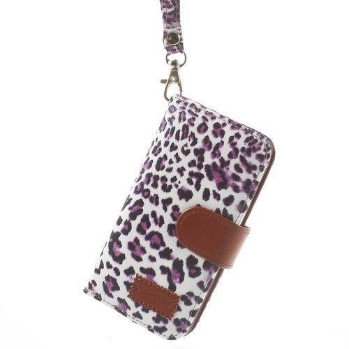leopard leren wallet case stand voor iphone 5s 5 6931545