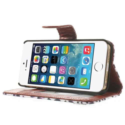 leopard leren wallet case stand voor iphone 5s 5 6931545