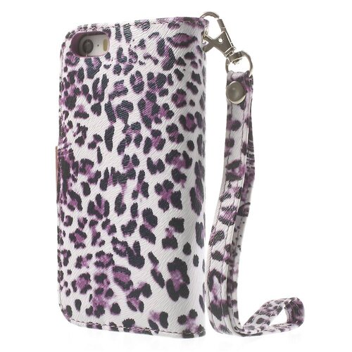leopard leren wallet case stand voor iphone 5s 5 6931545