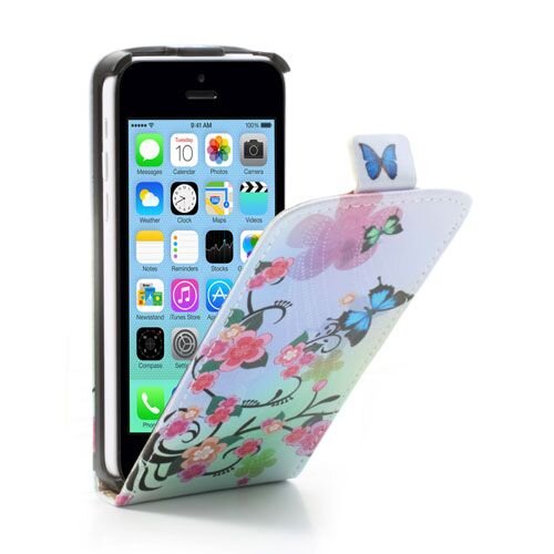 pu leren flipcase iphone 5c vlinder bloemen pu leren flipcase iphone 5c vlinder bloemen