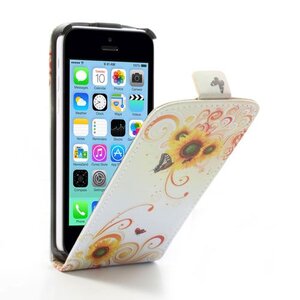 PU Leren Flipcase iPhone 5c - Zonnebloem