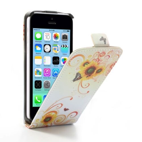 PU Leren Flipcase iPhone 5c - Zonnebloem