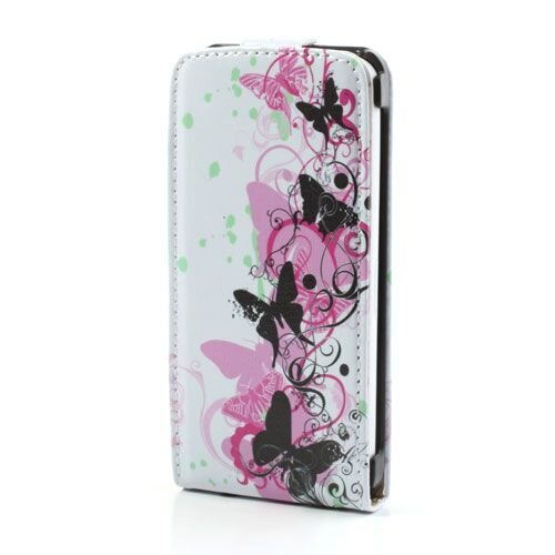 pu leren flipcase iphone 5c vlinders wit