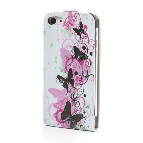 pu leren flipcase iphone 5c vlinders wit