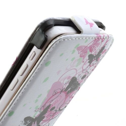 pu leren flipcase iphone 5c vlinders wit