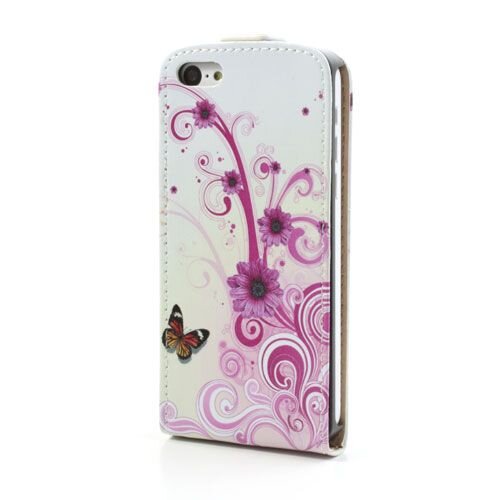 pu leren flipcase iphone 5c bloesem vlinder