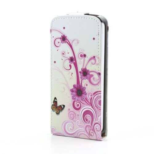 pu leren flipcase iphone 5c bloesem vlinder