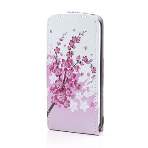 pu leren flipcase iphone 5c pruim bloesem
