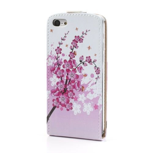 pu leren flipcase iphone 5c pruim bloesem